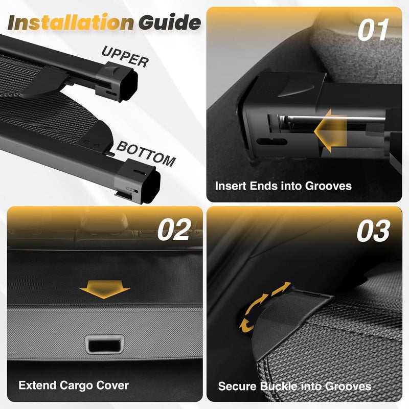 Blycorul Trunk Cargo Cover for Kia Sportage 2023-2025 2026, with Carbon Fiber Texture Ends, Anti-Peeping Retractable Security Shade for Privacy, Kia Sportage Accessories - Image 5